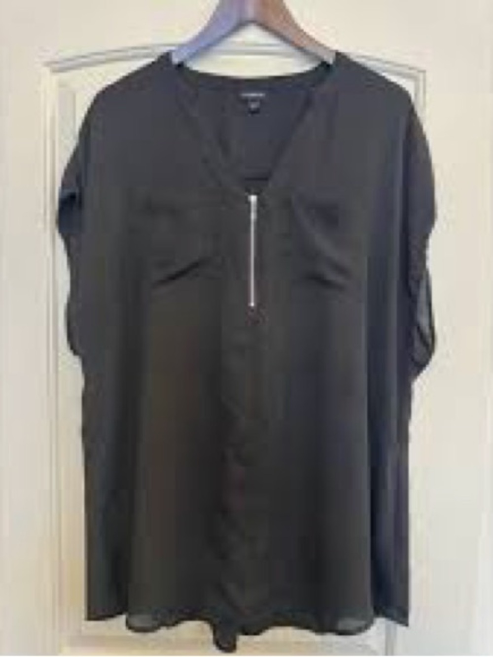 torrid Black Long Sleeve Zip Front Blouse